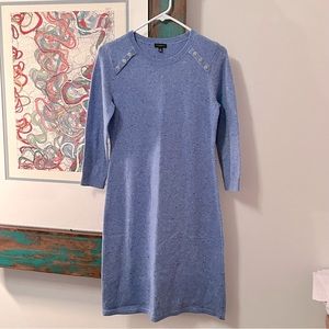 Talbots Kitty Tweed Shift Sweater Dress light blue Heather Size XS
